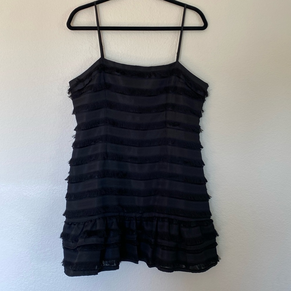 Princess Polly Molina mini dress women’s 12 black fringe spaghetti strap EUC